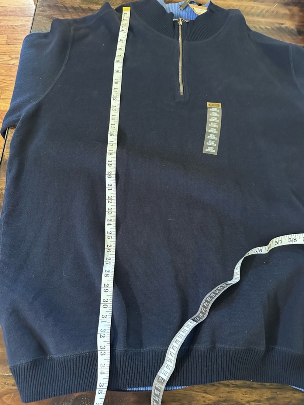 Foundry men's 3XLT Cotton Quarter Zip Pullover Navy Big Tall Sweater Casual - Picture 6 of 8